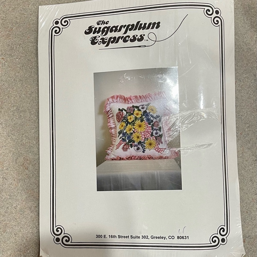 Pink Gingham Floral Cross Stitch Kit 1702 The Sugarplum Express.*